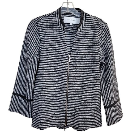 Foxcroft Womens Unlined Striped Zip Front Casual Jacket cotton Blend Size S - Picture 1 of 6